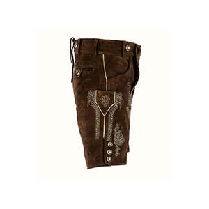 กางเกงขาสั้นหนังวัวแบบสวมใส่สบายสำหรับผู้ชายสไตล์บาวาเรียจากออสเตรีย  รักษาสิ่งแวดล้อม กันน้ำ กันลม ความยาวระดับเข่า พร้อมสายรัด ทำจากหนังกลับวัว - Product Image 2