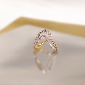 แหวนเพชร vanki พร้อมลูกแพร์ประดับเพชรชุบทอง18K สำหรับผู้หญิง - Product Image 4