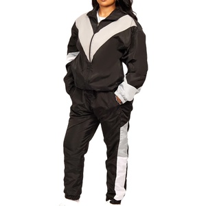 High Quality Women Autumn Casual Ladies Jogger Set Neon <b>Black</b> Grey Two Piece Set <b>Windbreaker</b> Girls Customized MADE BY HS 2026 - Product Image 2