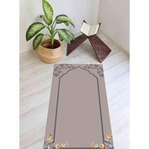 Tapis de prière en chenille fleuri : Tapis de culte islamique, tapis imprimé, tapis à poils doux - Product Image 5