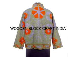 Veste de fête printanière pour femme, magnifique, faite à la main, nouvelle tendance, tissu de canard, broderie suzani, motif floral, taille unique, courte, hiver - Product Image 5