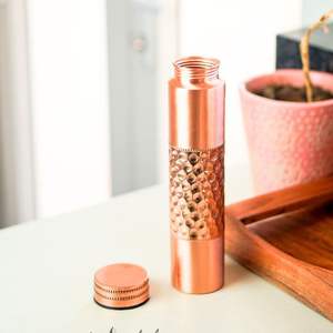 Eco-Friendly Copper Water <b>Bottle</b> with Hammered Finish Large Capacity for Ayurveda Detox and Fitness - Product Image 3