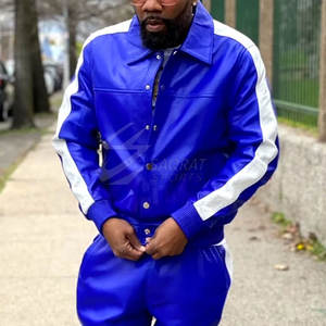 Cómodo cremallera a granel cantidad hombres chándales de cuero ligero correr desgaste chándales de cuero para hombres - Product Image 2