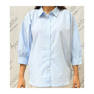 Cómodos vestidos personalizados Ropa de mujer Alta calidad 100% algodón Color sólido Camisa de manga larga para mujer al mejor precio - Product Image 5