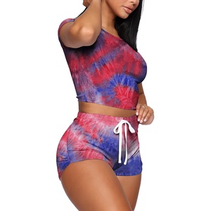 2023 été Logo personnalisé confortable coton design haut court respirant biker shorts ensembles femmes deux pièces short ensemble - Product Image 5