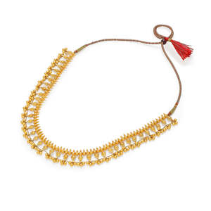 Collar Corto Gokak Kolhapuri Saz de Oro Amarillo para Mujer - Joyería Coleccionable Cultural - Product Image 3