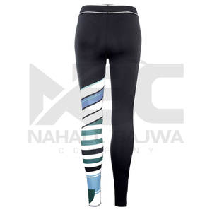 Vente en gros du fabricant de leggings de sport taille haute avec impression de mode personnalisée pour les dames; tissu de soie de course décontracté pratique - Product Image 2