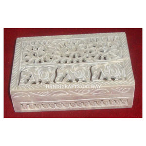 Hermosa caja de regalo hecha a mano de aspecto muy genuino, cajas de almacenamiento de joyería de trabajo tallado de esteatita Natural para decoración de boda - Product Image 1