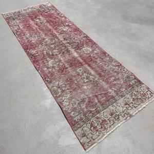 Vintage Turkish <b>Runner</b> Rug 3.1x8.6 ft (93x261 cm), <b>Red</b> Plants & trees Rug - Product Image 3