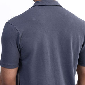 Personnalisable 100% respirant anti-rétrécissement anti-rides écologique imprimé hommes été décontracté piqué coton chemise gris foncé - Product Image 5