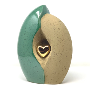 Urne funéraire en aluminium en forme de cœur en coquille Urne commémorative grise pour cendres humaines ou d'animaux de compagnie Urne funéraire faite à la main - Product Image 1