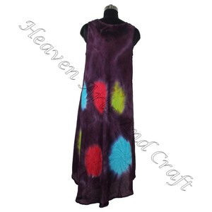 Vente chaude brillant cravate teinture Style imprimé rayonne tissu pour vêtements de plage robe attrayante cravate teinture longue ouverte Maxi robe pour dames - Product Image 4