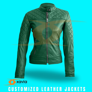 100% chaqueta de cuero elegante para mujer, chaqueta de motociclista de cuero para montar a medida para mujer - Product Image 4
