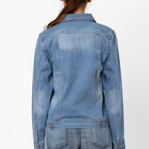 2023 <b>Custom</b> Breathable <b>Denim</b> <b>Jacket</b> for Ladies Full Sleeves Winter Autumn Season XL Size Solid Cotton OEM Service Jeans Fabric - Product Image 3