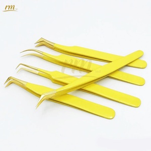 RMI gros pointe d'or personnalisée et couleur enduite de poudre jaune avec ciseaux à cuticules et ensemble d'outils de levage de cils - Product Image 5