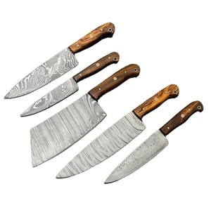 Venta al por mayor personalizado de alta calidad OEM ODM servicio PRESTIGE BLADES Chef cuchillo conjunto hecho a mano Damasco acero ambidiestro 5 piezas - Product Image 1