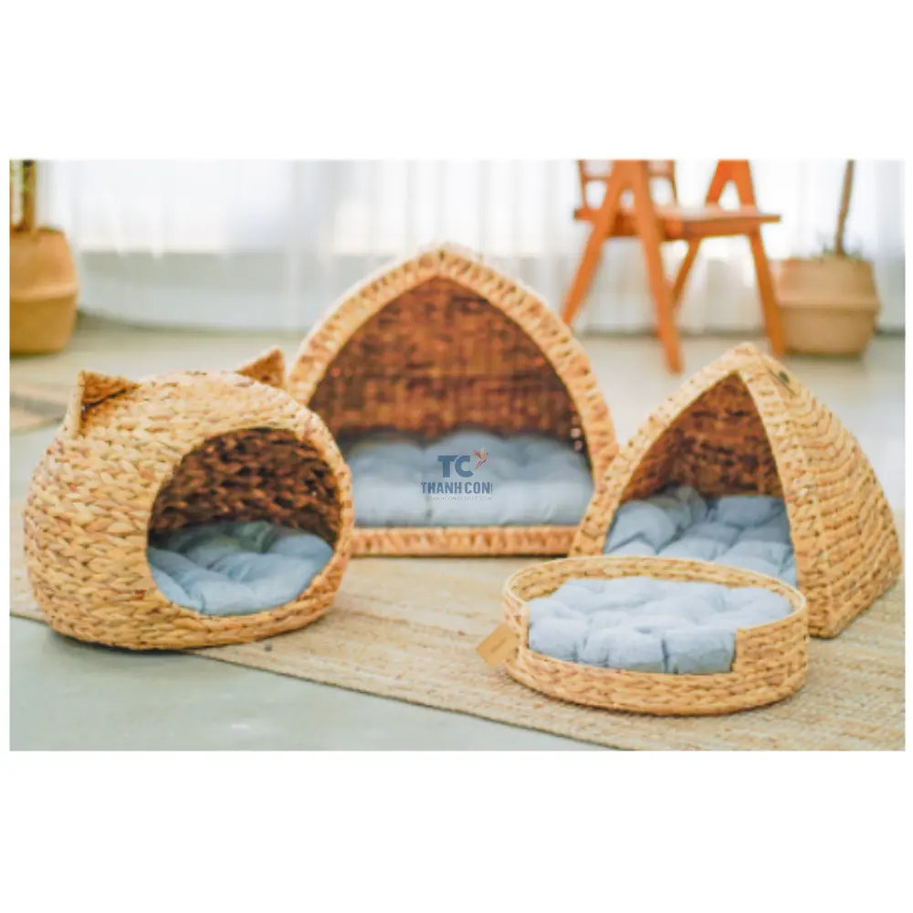 Cat House Water Hyacinth Pet House Multifunctional Bed Cute pet Nature-Friendly Rattan Water Hyacinth Cat Dog Pet House