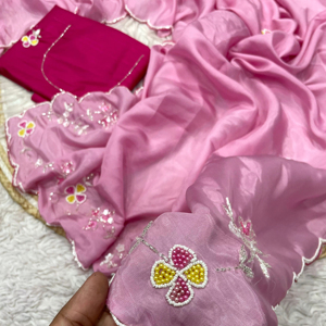 Royal Look And Taste Silk Pink Sari para amantes de la moda Diseñador indio Último tradicional Exclusivo Fancy Party Wear Ropa de novia - Product Image 1