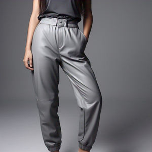 Pantalones de Cuero Sintético para Mujer, Estilo Invernal, Transpirables, Ecológicos, de Cintura Alta con Botones, Estilo Urbano y Elegante - Product Image 3