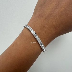 Round Brilliant Cut Tennis Bracelet Lab Grown Diamond Stackable 14K <b>Solid</b> <b>Gold</b> Luxury Wedding Party Gift - Product Image 1