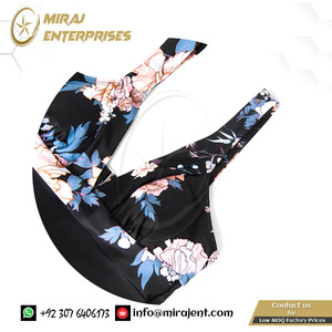 ตัดกลับชุดว่ายน้ํา Monokini ชุดว่ายน้ําใหม่ Beachwear วางคอชุดว่ายน้ําลายดอกไม้สีดําสําหรับผู้หญิงเซ็กซี่ - Product Image 2