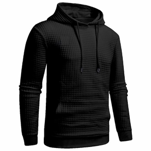 Sweat à capuche noir de qualité supérieure, élégant et chaud, en polaire, pour l'hiver, avec cordons de serrage ajustables - Product Image 4