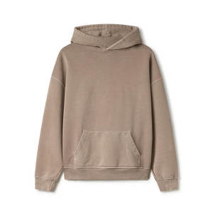 Pull-over en coton à manches longues pour hommes, sweat-shirts coupe ample à la mode vintage avec capuche avec poche kangourou - Product Image 1