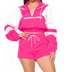 Street Wear Winter Solid Ripped Zipper Women's Windbreaker High Waist Shorts <b>Sets</b> Custom Pattern Active - Product Image 1