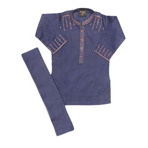 <b>Boys</b> Embroidered <b>Kurta</b> Shalwar Suit - Navy Blue - Product Image 1