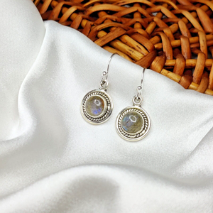 Pendientes colgantes con diseño de bola de Plata de Ley 925 más vendidos, labradorita única, Unisex estilo religioso, boda, fiesta, oro principal - Product Image 1