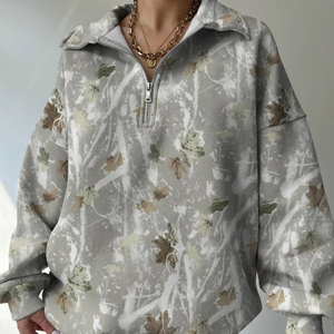 Camoflouge Unisex half zip Hoodies Pullover Hoodies para damas con personalización - Product Image 1