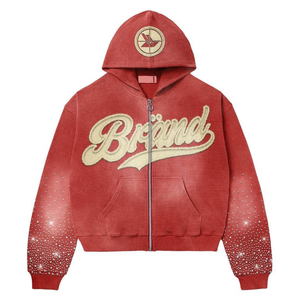 Sweat à capuche zippé pour homme, best-seller, léger, 100% coton polaire, surdimensionné, logo personnalisé, broderie tendance, coupe régulière - Product Image 3