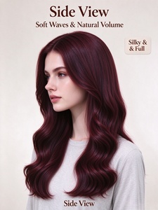 Perruque en cheveux humains ondulés brun-roux, ondulations naturelles douces, perruque sans colle avec dentelle frontale pour femmes - Product Image 2