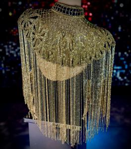 Luxueux mousseline de soie perlée à la main cristal robe de soirée Cape à franges multi-portable tenue de club asymétrique lourd brillant - Product Image 2