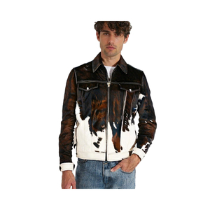 Chaqueta de cuero con acabado de piel de vaca 100% para hombre, antibacteriana, a prueba de viento, ecológica, transpirable, estilo informal para montar al aire libre - Product Image 1