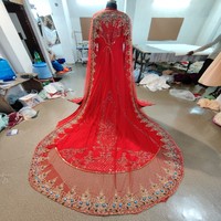 Kaftan incroyablement richement perlé, accessoire traditionnel marocain musulman, ensemble Abaya Hijab en coton pour adultes, idéal pour les fêtes ou le quotidien