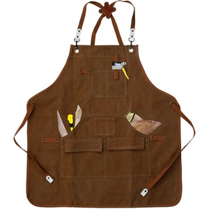 Tablier en toile marron de cuisine en denim de chef Offre Spéciale avec logo personnalisé pour hommes et femmes Tablier pour barbecue Tablier de jardin et de restaurant - Product Image 3