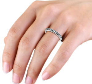 Bague de mariage en diamant cultivé en laboratoire en or 10 carats bijoux en diamant de laboratoire bande empilable en diamant taille ronde pour bague de fiançailles pour femme - Product Image 4