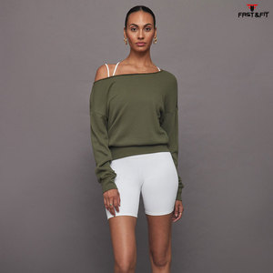 Sudaderas de manga larga de tendencia superior 2025, sudadera transpirable antiarrugas con hombros descubiertos para mujer - Product Image 4