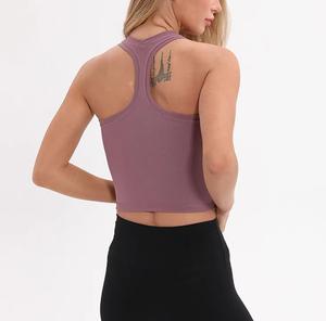 Haut court élégant à une épaule Design Lady Casual Tank Halter Côtelé Couleur unie Tops courts pour les femmes - Product Image 3