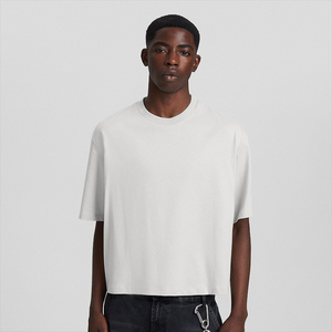 OEM Custom Logo 300GSM Streetwear Box Cut Tee T Shirt Heavyweight <b>Cropped</b> <b>Top</b> T Shirt Graphic Cotton Oversized Boxy Fit T-Shirt - Product Image 5