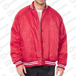 Veste universitaire réversible en satin de qualité supérieure, rouge, avec fermeture à boutons sur le devant, coupe-vent, couleurs et tailles personnalisées, style décontracté, hiver, hip-hop - Product Image 6