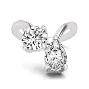 Bague Toi et Moi Grand Two Stone avec Diamant de Laboratoire 1.00 Ct Tw, Or Massif 14K, Couleur FG, Pureté VS, 2 Diamants, Style Duo Audacieux Personnalisé - Product Image 2
