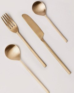 Newest Design Brass Cutlery Set of 4 Pcs Gold Color Flatware for Dining Room Hotel & Restaurants Fork <b>Knife</b> & Spoons Cutlery Set - Product Image 1