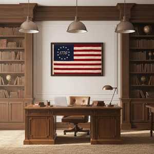 Bandera de Betsy Ross de Algodón 1776, 3x5 pies, Vintage Americana, 13 Estrellas, Coloniales, Bordada, Teñida con Té, de Nailon Resistente - Product Image 1