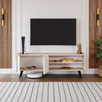 Meuble TV en bois blanc Sonomo de style européen moderne, fabriqué en Turquie, pour salon, chambre, atelier, hôpital, réglable