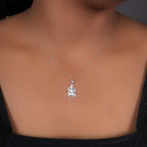 Collar con Colgante Durga de Oro de 18K y Plata 925, Chapado en Rodio, Patrón Geométrico, Estilo Vintage con Perla de Circonio para Compromiso - Product Image 3