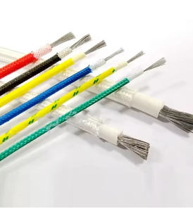 300 Degree Fiberglass Braided <b>Silicone</b> <b>Rubber</b> High Temperature Wire Cable with Fiberglass Coating - Product Image 1