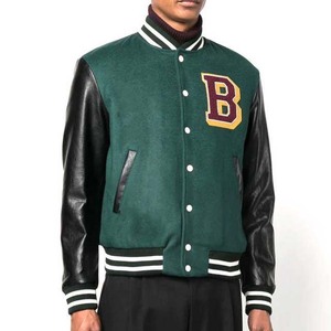 แจ็คเก็ตเบสบอลวาร์ซิตี้แบบกันน้ำเป็นมิตรกับสิ่งแวดล้อมสำหรับผู้ชาย พร้อมโลโก้สั่งทำ  ขายส่งสไตล์ไฮสตรีท  วัสดุผ้าแคนวาสผสมขนสัตว์  มีกระเป๋า  ปักลาย - Product Image 3