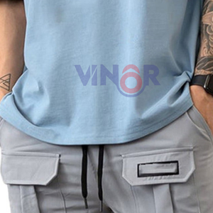 Camiseta personalizada para hombre 100% algodón de gran tamaño con hombros caídos y cuello simulado extendido camiseta de gran tamaño de alta calidad para hombre - Product Image 4